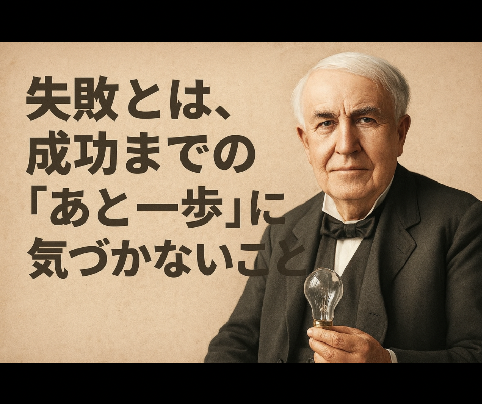 失敗とは成功までの「あと一歩」に気づかないこと〜トーマス・エジソンに学ぶ前向きな挑戦〜|ぞうぶろぐ