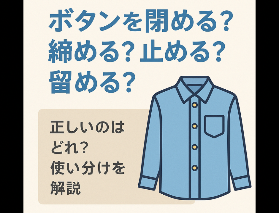 「ボタンを留める/止める/閉める/締める」どれが正しい?使い分けを分かりやすく解説|ぞうぶろぐ